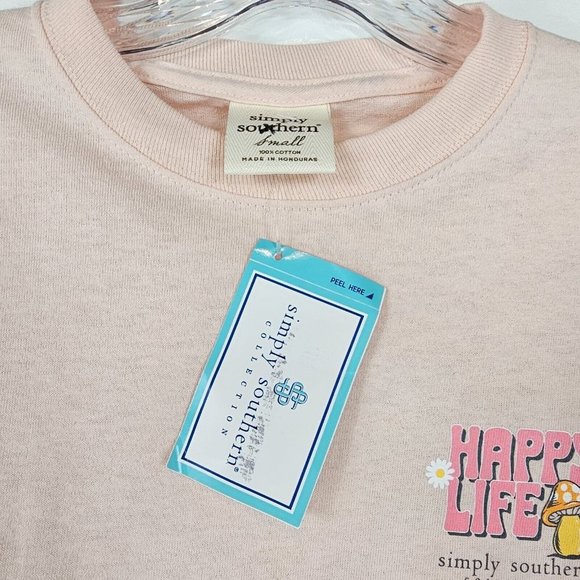 Simply Southern Long Sleeve Graphic T Size Small Mushroom Happy Life Happy Mind - Picture 8 of 14